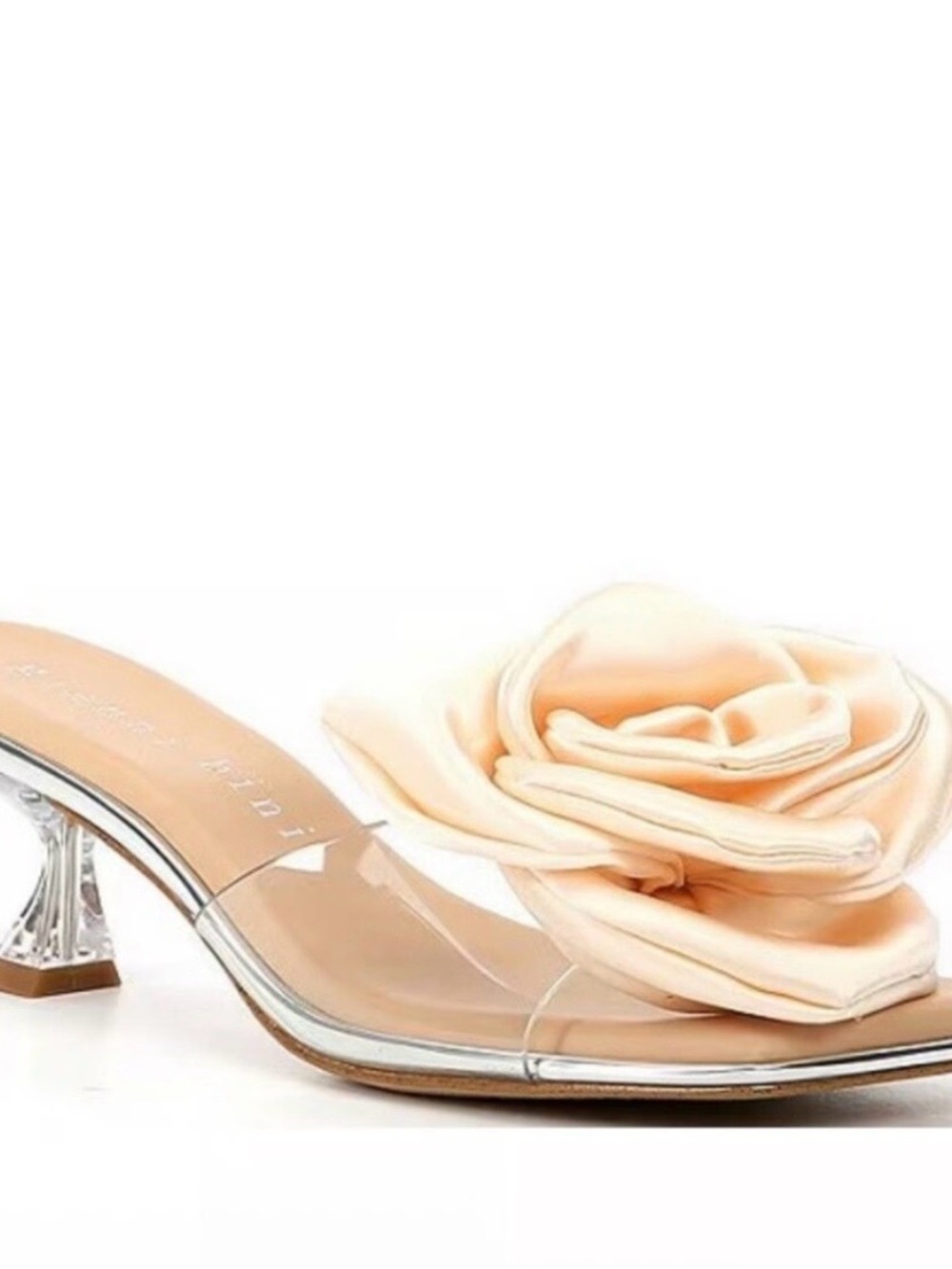 Gianni Bini Clear Mule with Blush Flower Accent